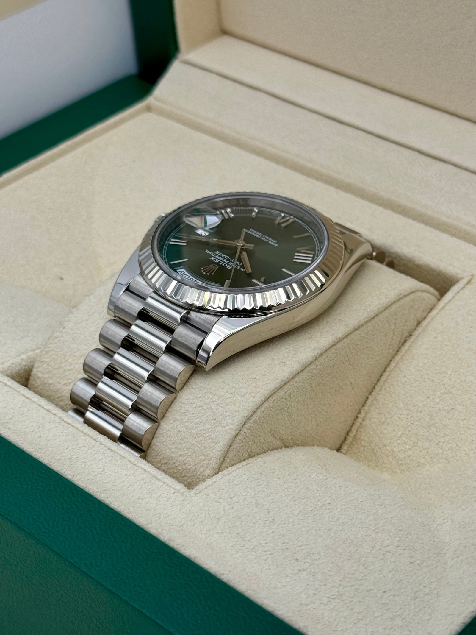 2023 Rolex Day-Date 40mm 228239 White Gold Olive Dial - Image 7