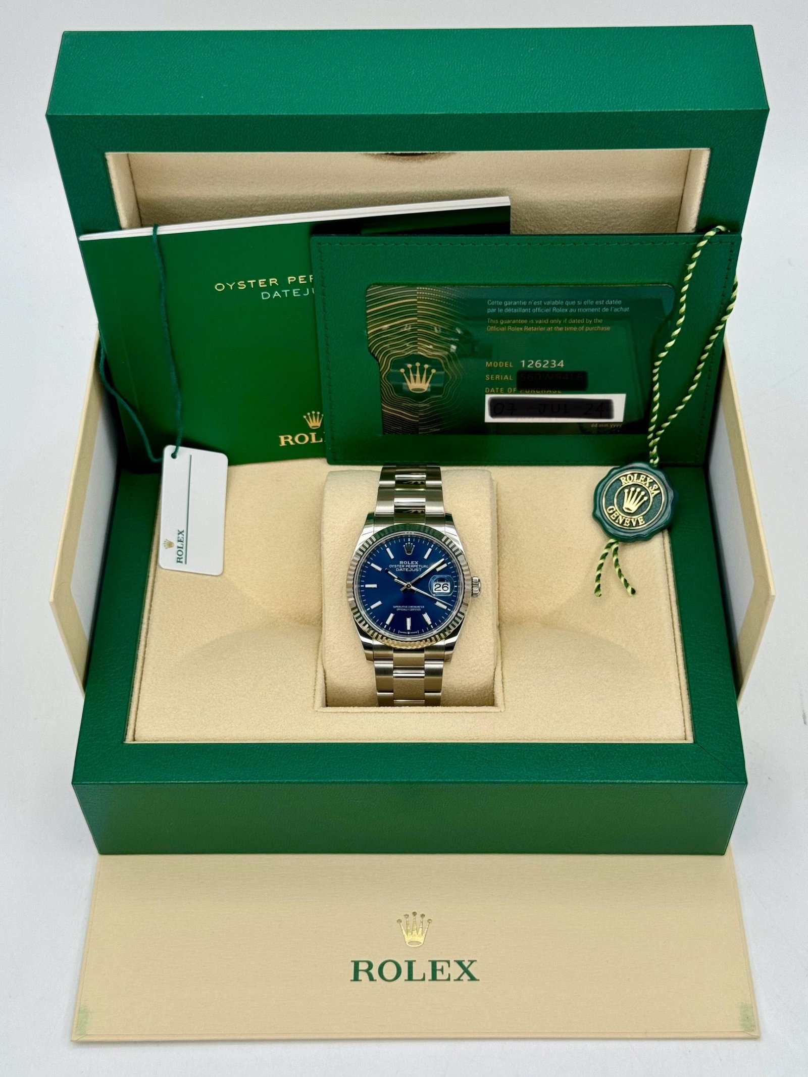 2024 Rolex Datejust 36mm 126234 Stainless Steel Oyster Blue Dial (Unworn) - Image 11