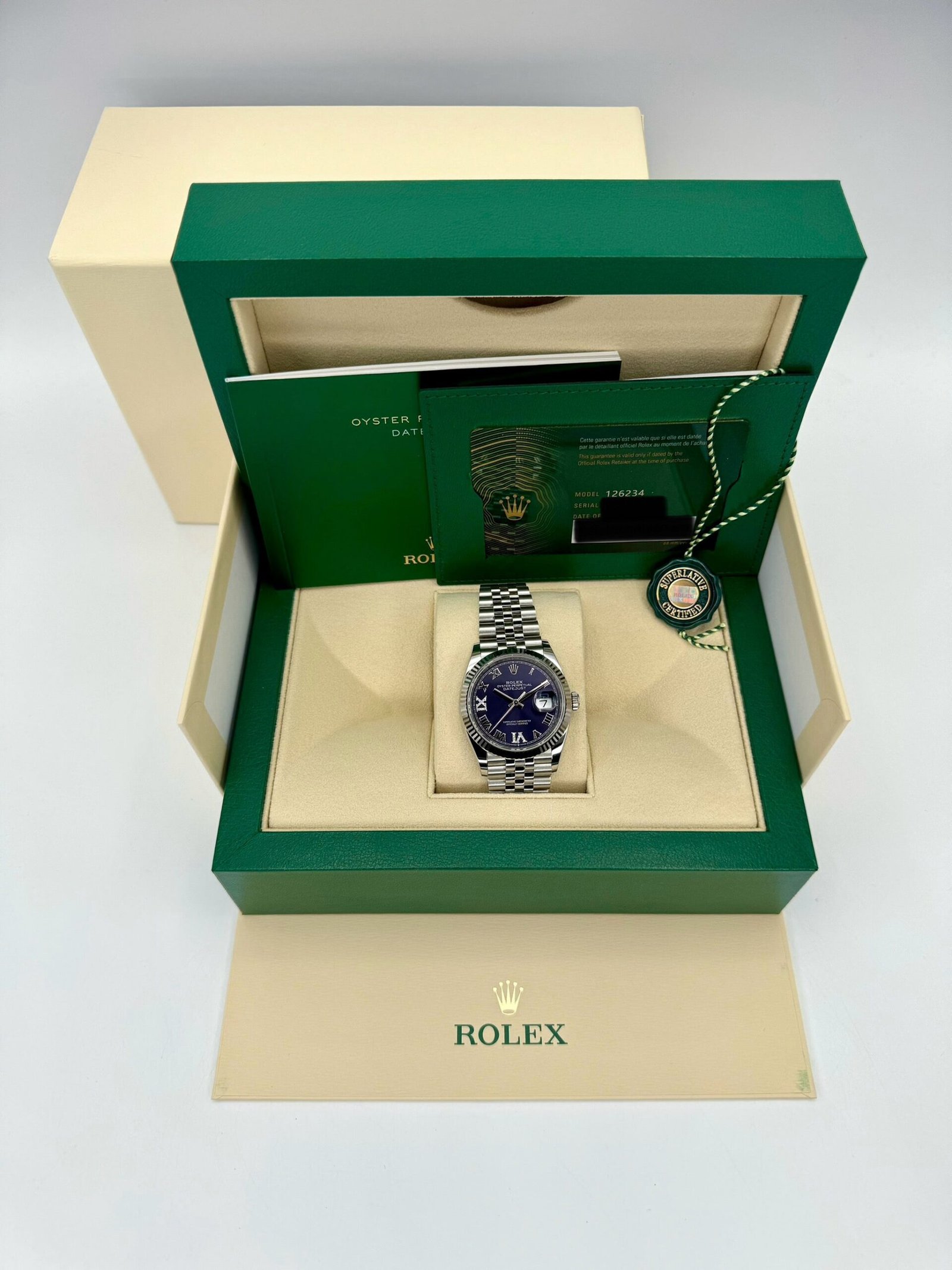 2025 Rolex Datejust 36mm 126234 Stainless Steel Jubilee Purple Dial (Unworn) - Image 10
