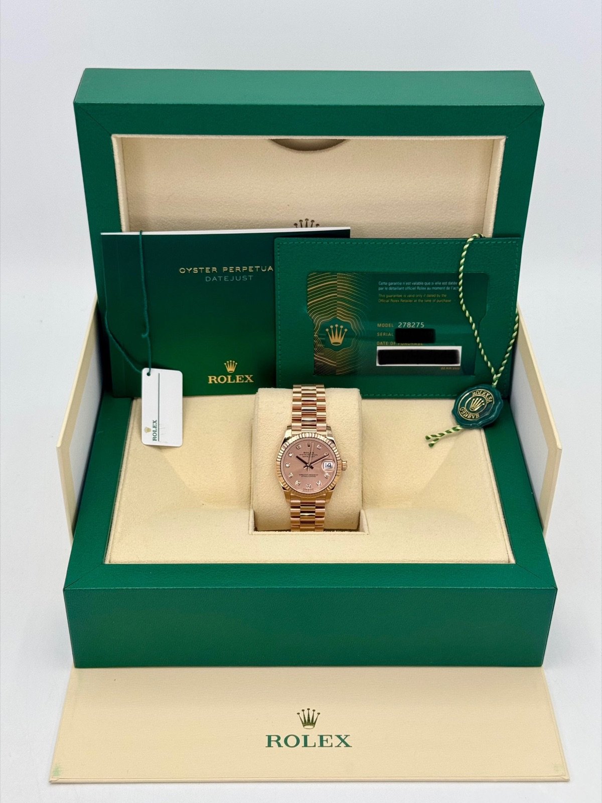 2023 Rolex Datejust 31mm 278275 Rose Gold Rose Diamond Dial - Image 9