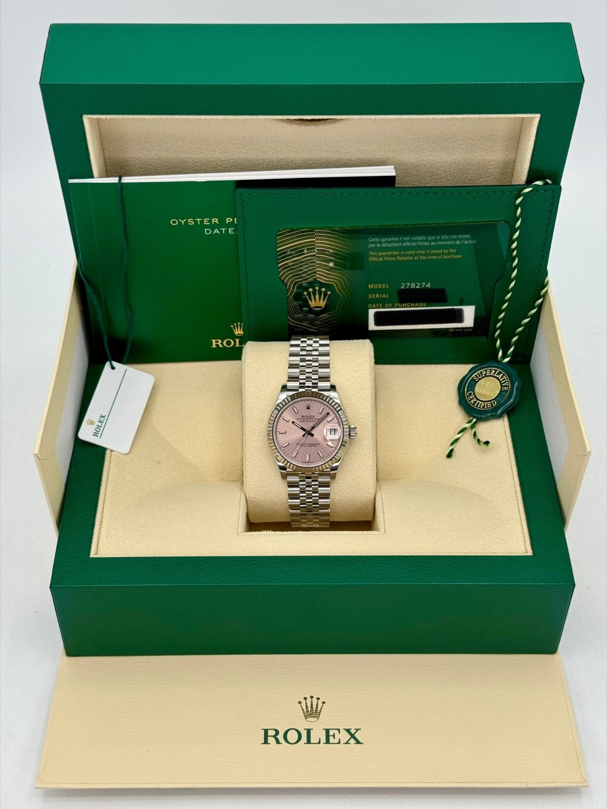 2024 Rolex Datejust 31mm 278274 Stainless Steel Jubilee Pink Dial (Unworn) - Image 11