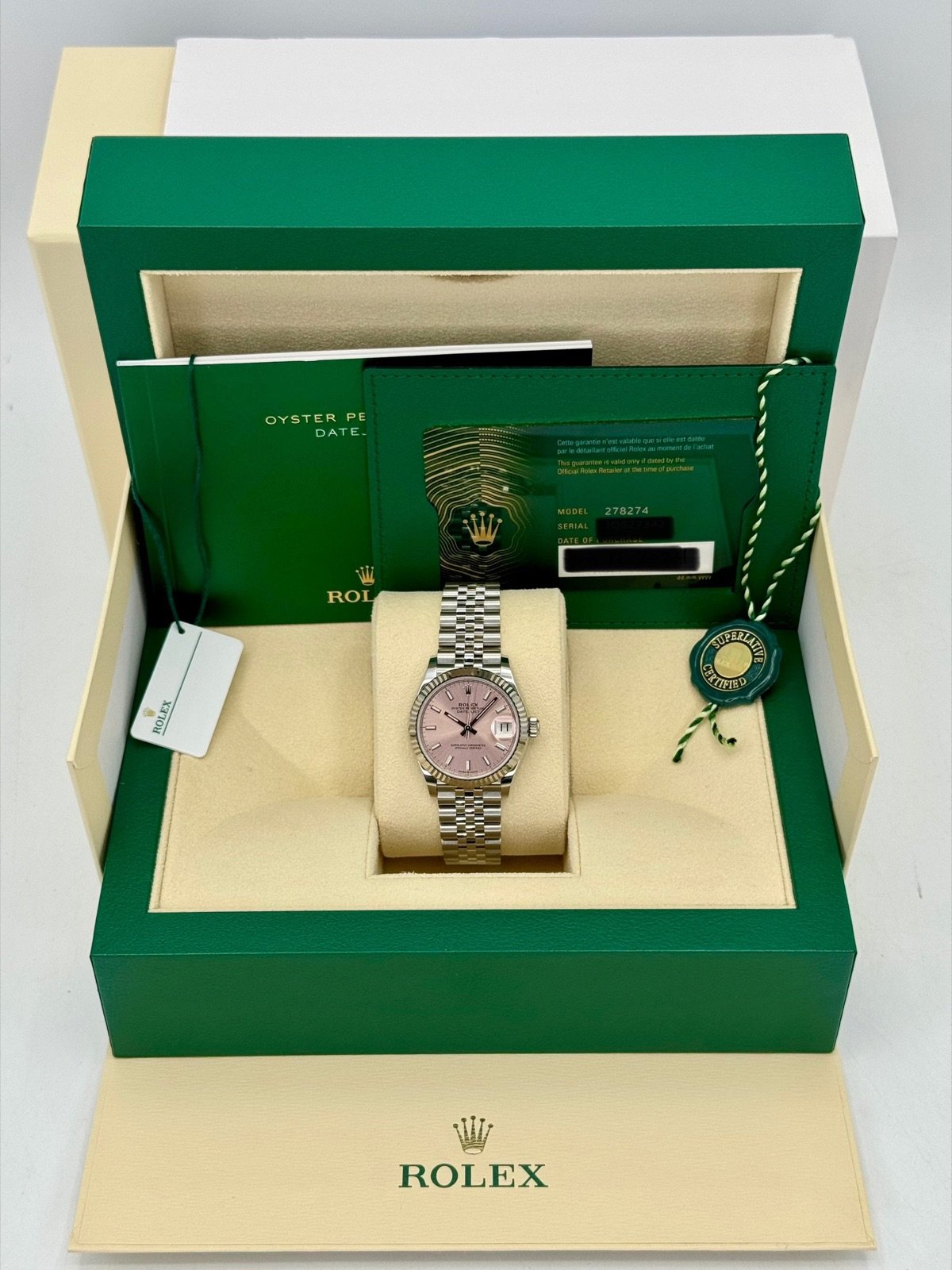 2024 Rolex Datejust 31mm 278274 Stainless Steel Jubilee Pink Dial (Unworn) - Image 12