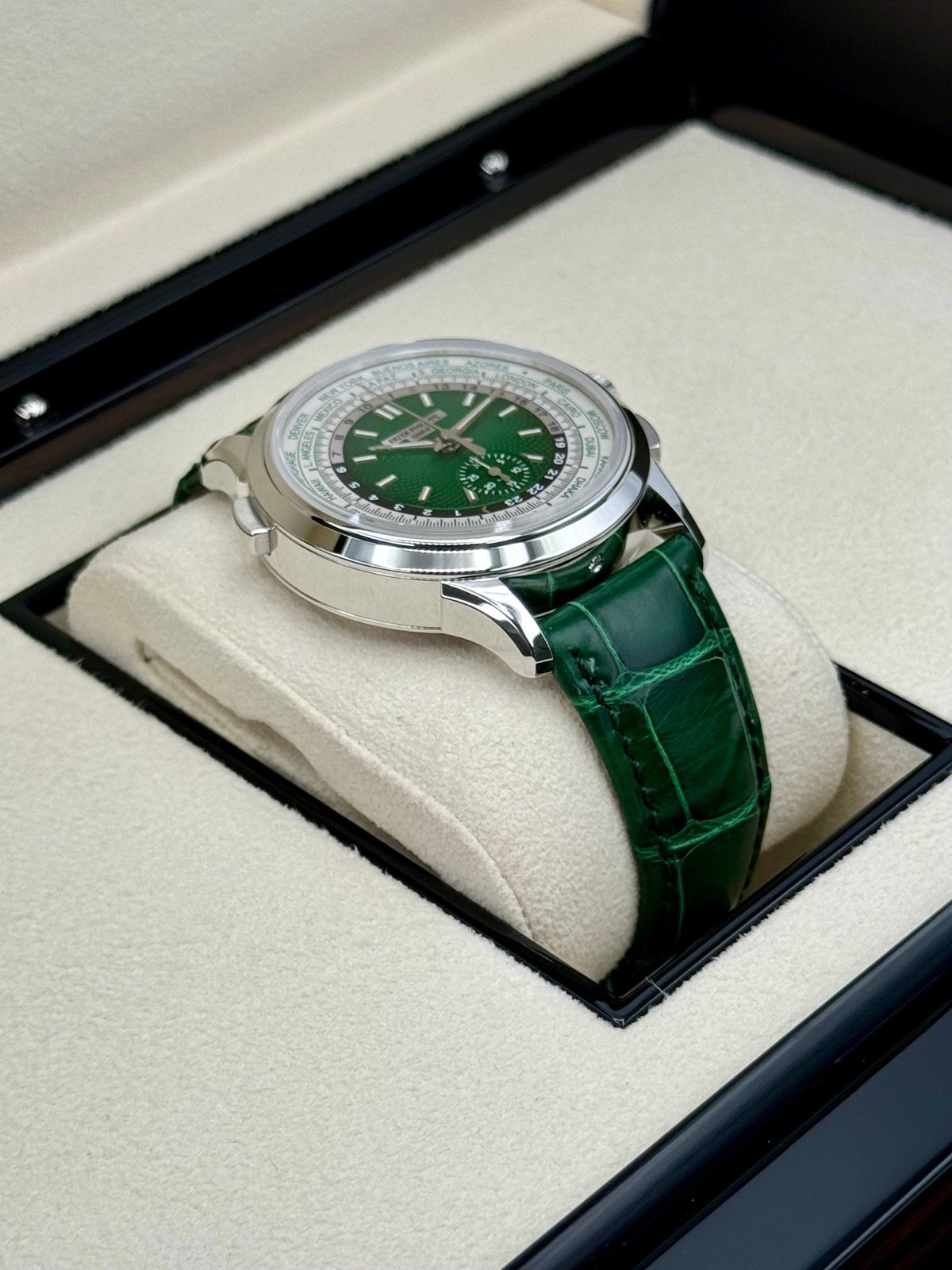 2023 Patek Philippe 5930P World Time Flyback Chronograph Platinum Green Dial - Image 6