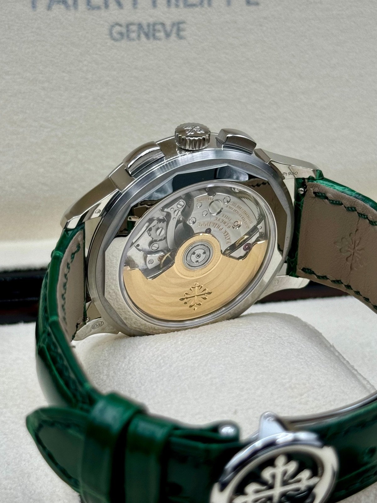 2023 Patek Philippe 5930P World Time Flyback Chronograph Platinum Green Dial - Image 9