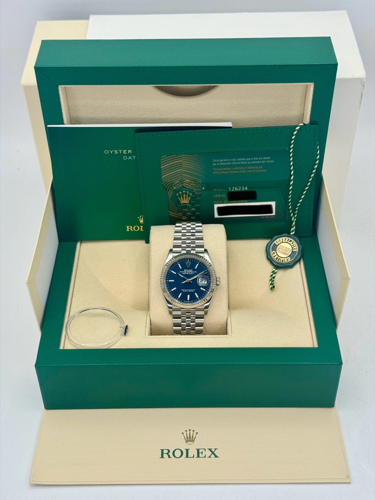 2023 Datejust 36mm 126234 Stainless Steel Jubilee Blue Motif Dial - Image 12