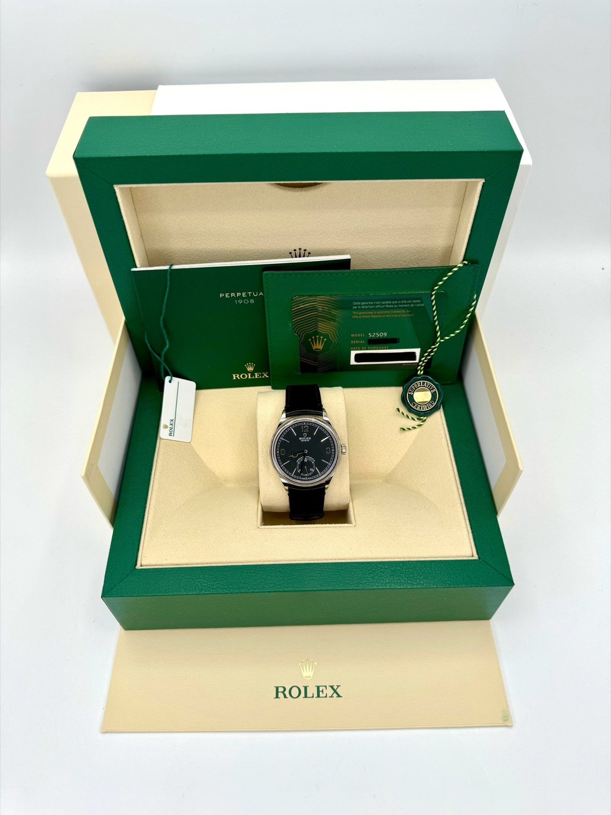2024 Rolex 1908 39mm 52509 18k White Gold Black Dial (Copy) (Unworn) - Image 13