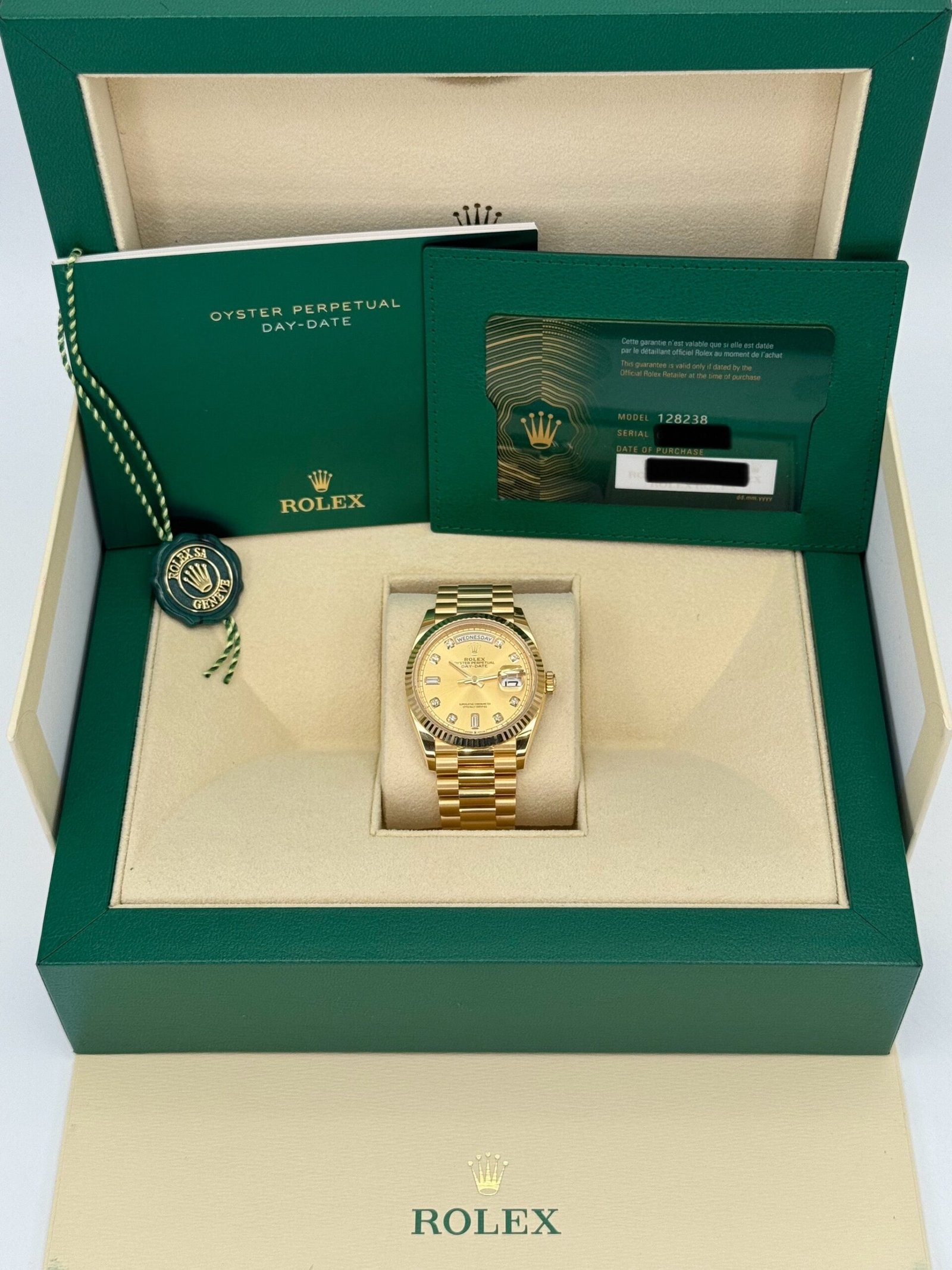 2024 Rolex Day-Date 36mm 128238 Champagne Diamond Dial (Unworn) - Image 11