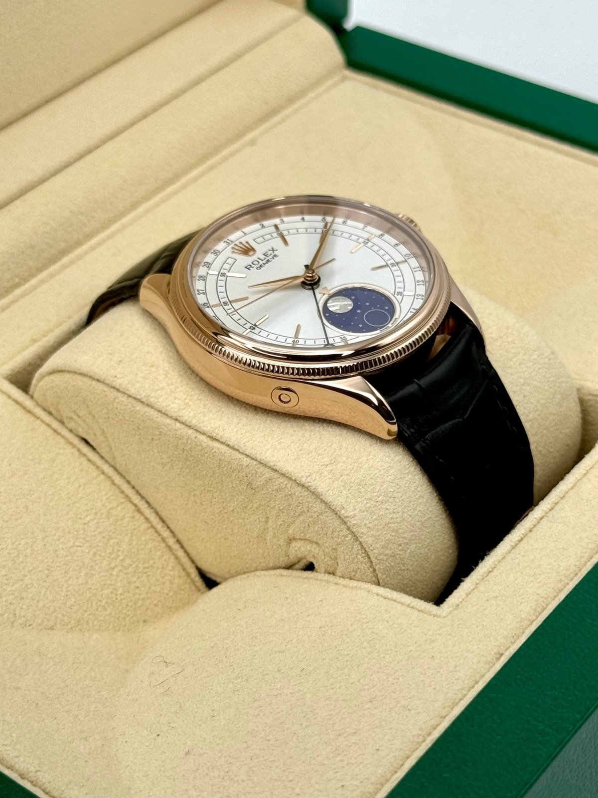2018 Rolex Cellini Moonphase 39mm 50535 Rose Gold White Dial - Image 6