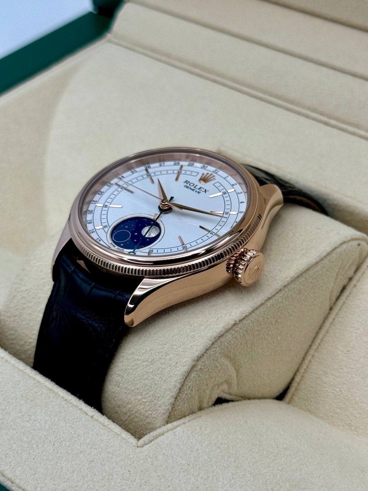 2018 Rolex Cellini Moonphase 39mm 50535 Rose Gold White Dial - Image 5