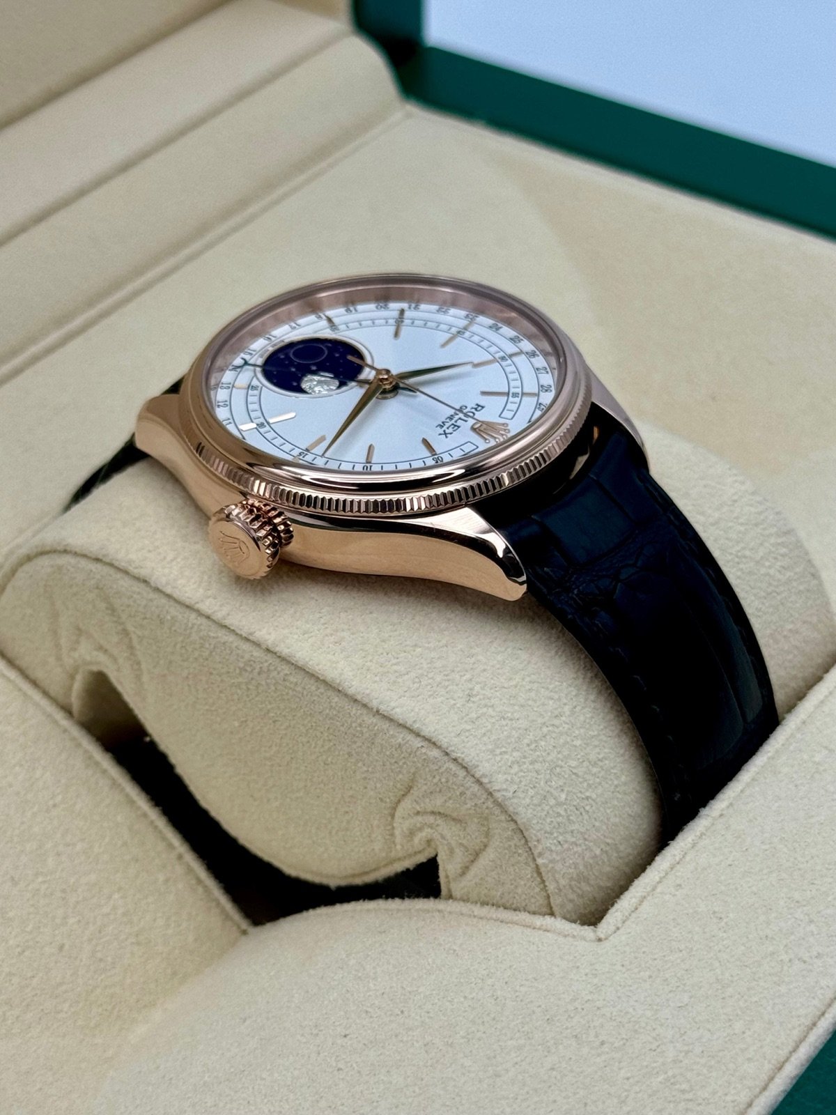 2018 Rolex Cellini Moonphase 39mm 50535 Rose Gold White Dial - Image 8