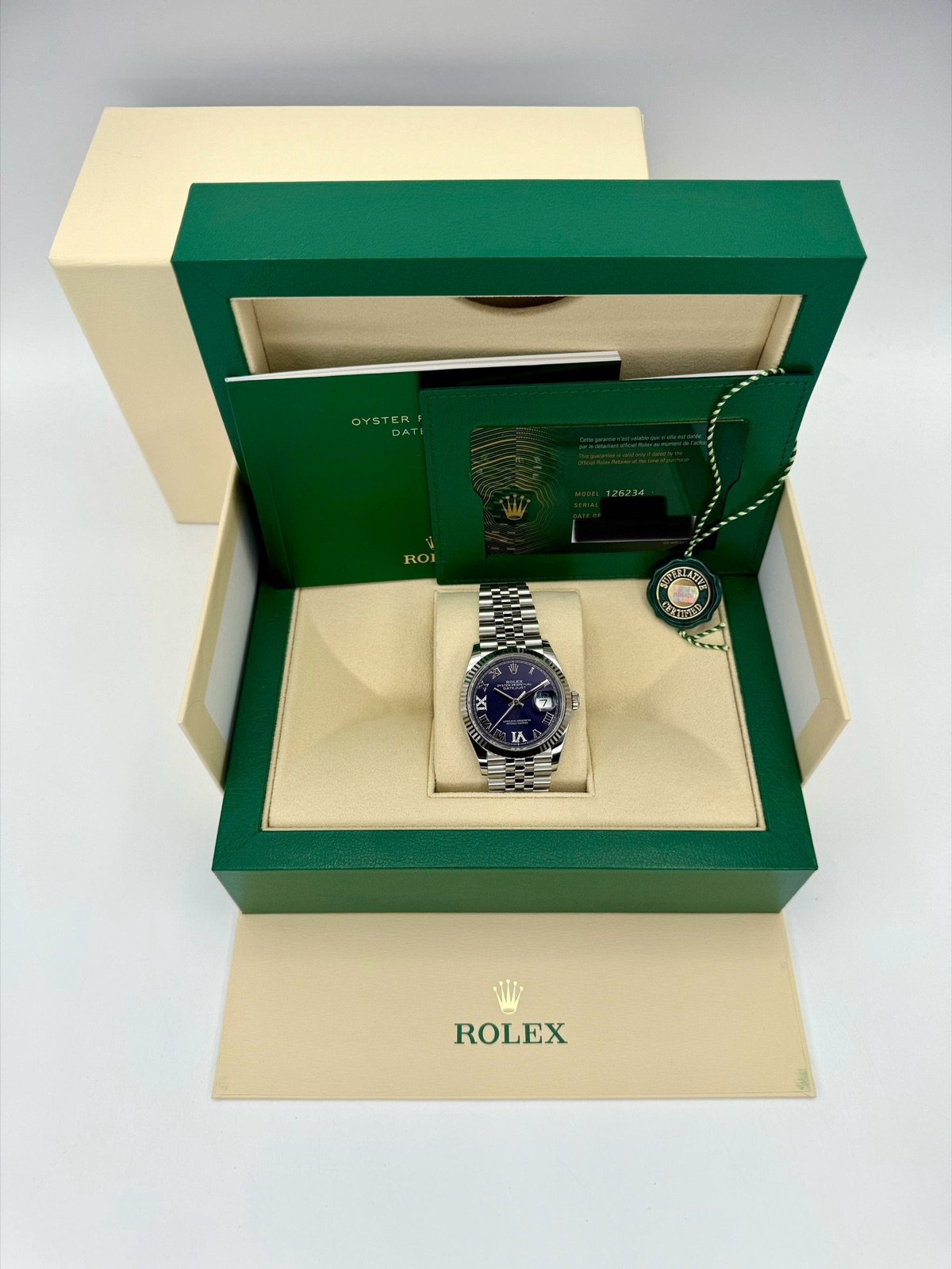 2024 Rolex Datejust 36mm 126234 Stainless Steel Jubilee Purple Dial (Unworn) - Image 11