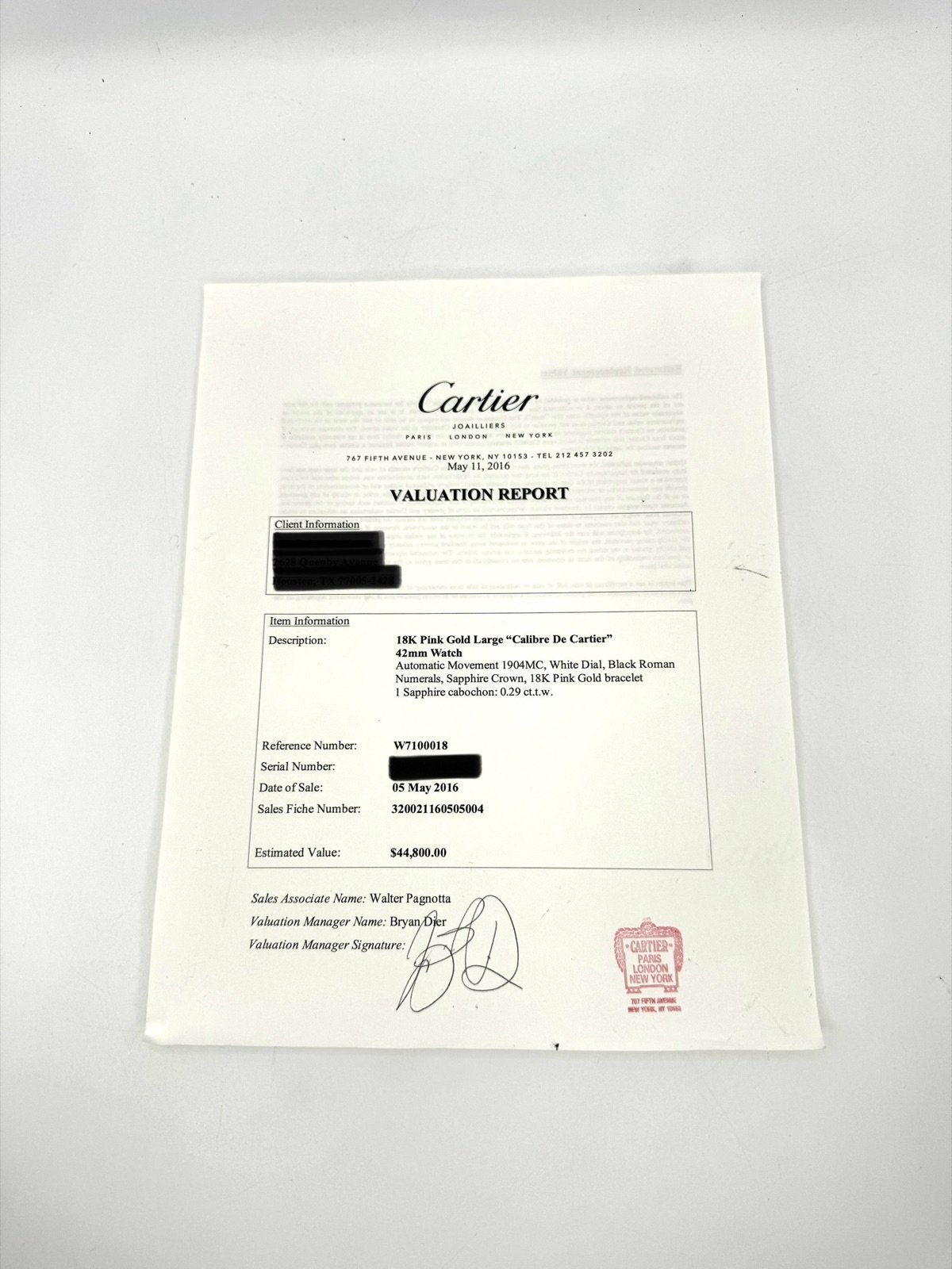 2016 Cartier Calibre de Cartier 42mm W7100018 Rose Gold White Dial - Image 12