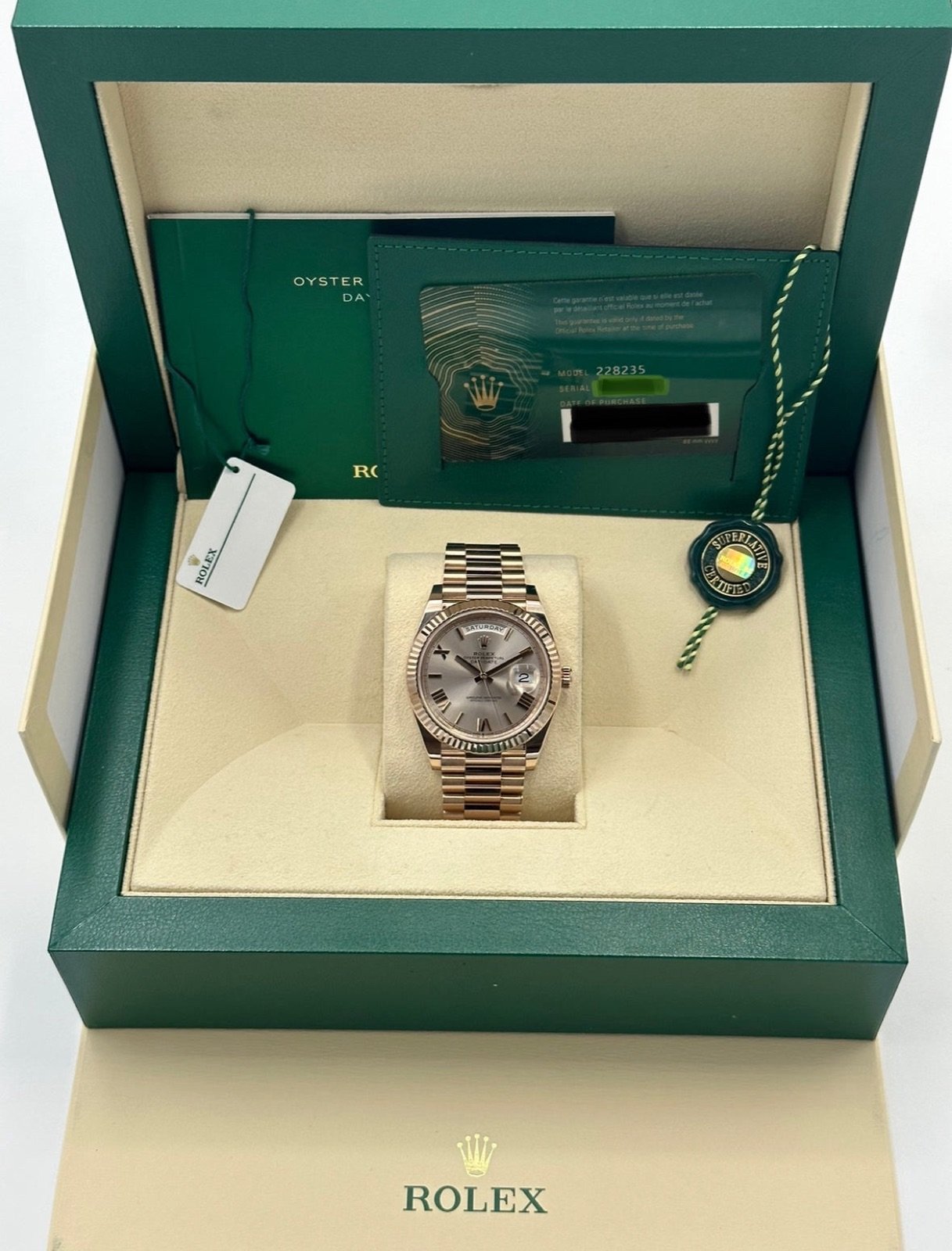 2023 Rolex Day-Date 40mm 228235 Presidential Rose Gold Sundust Dial (Unworn) - Image 11