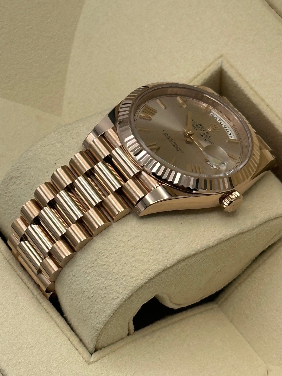 2023 Rolex Day-Date 40mm 228235 Presidential Rose Gold Sundust Dial (Unworn) - Image 8