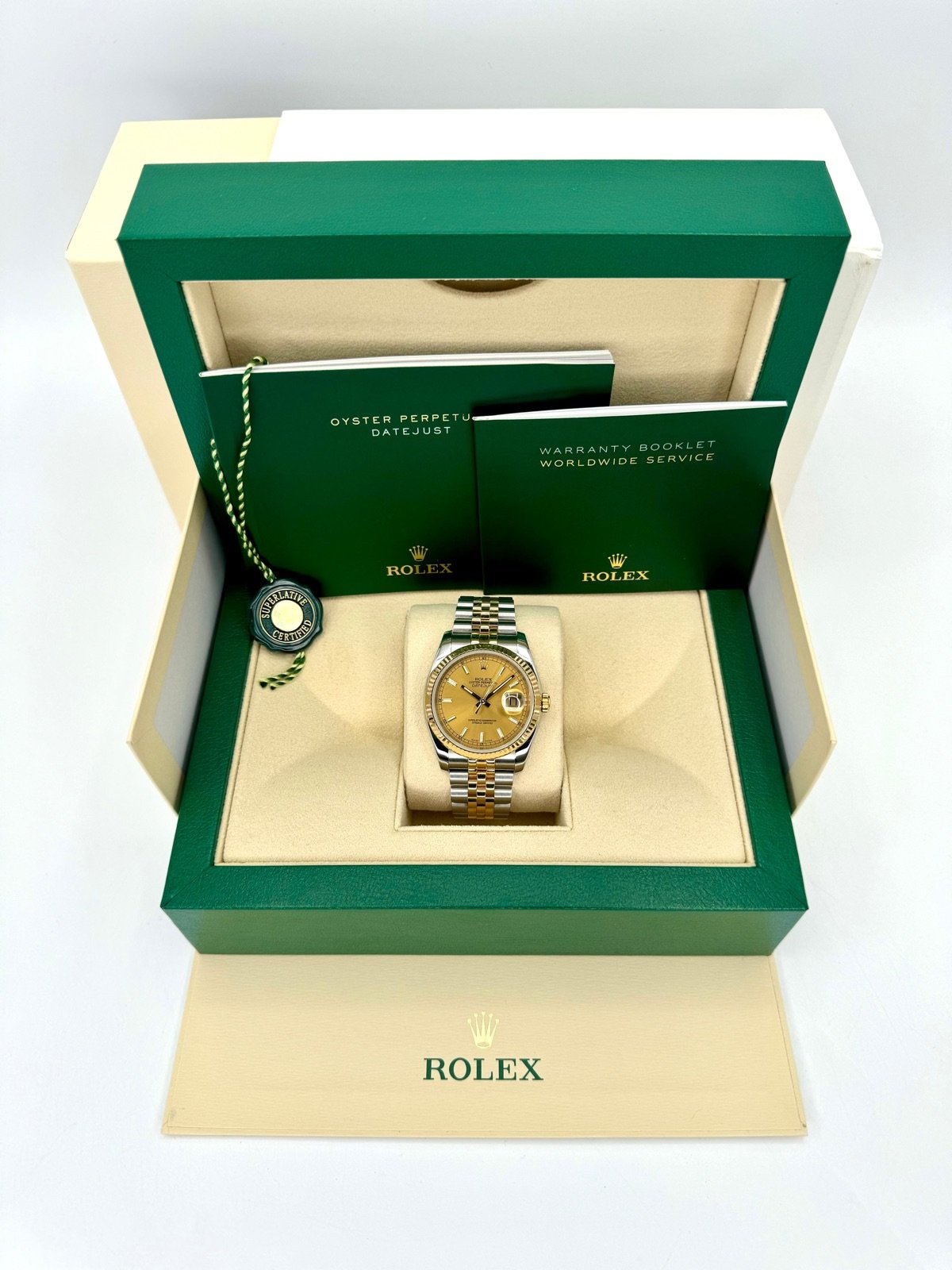 Rolex Datejust 36mm 116233 Two-Tone Jubilee Champagne Stick Dial - Image 12