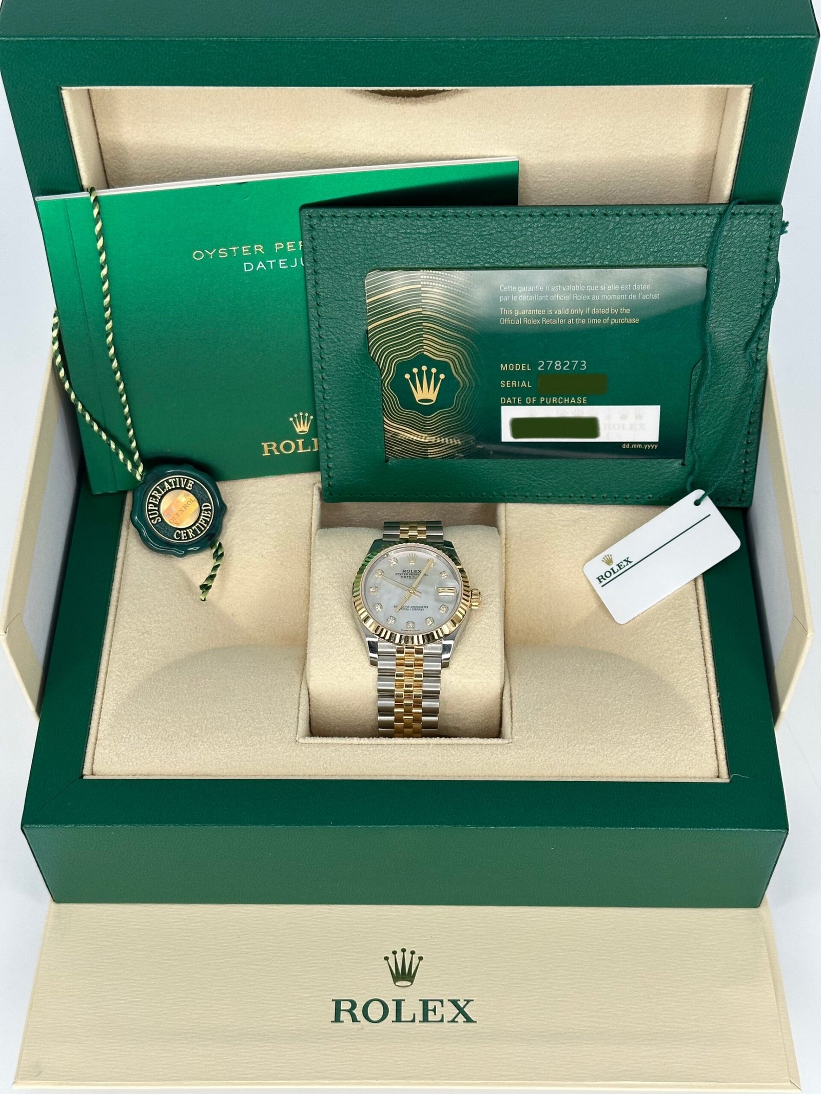 2023 Rolex Datejust 31mm 278273 Two-Tone Jubilee MOP Diamond Dial (Unworn) - Image 11