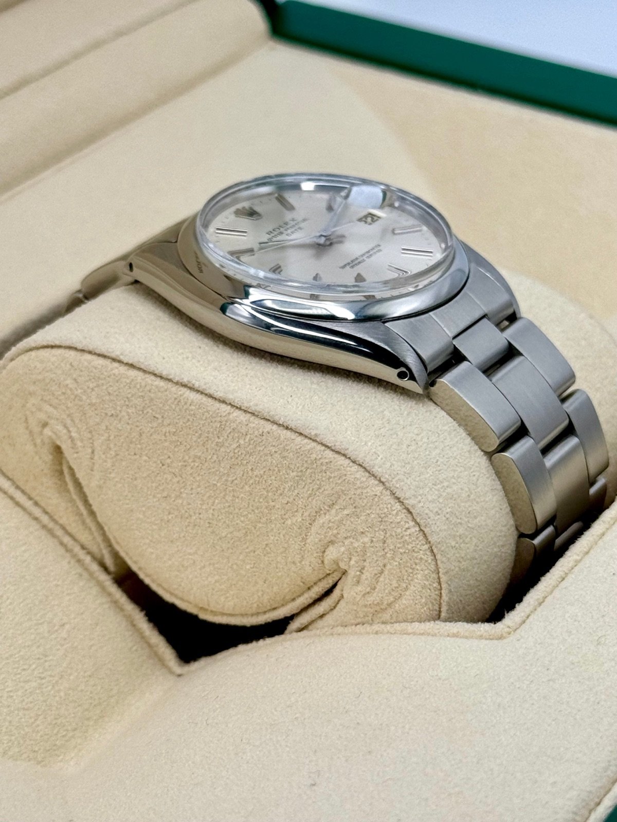1983 Rolex Oyster Perpetual Date 34mm 1500 Stainless Steel Silver Dial - Image 6