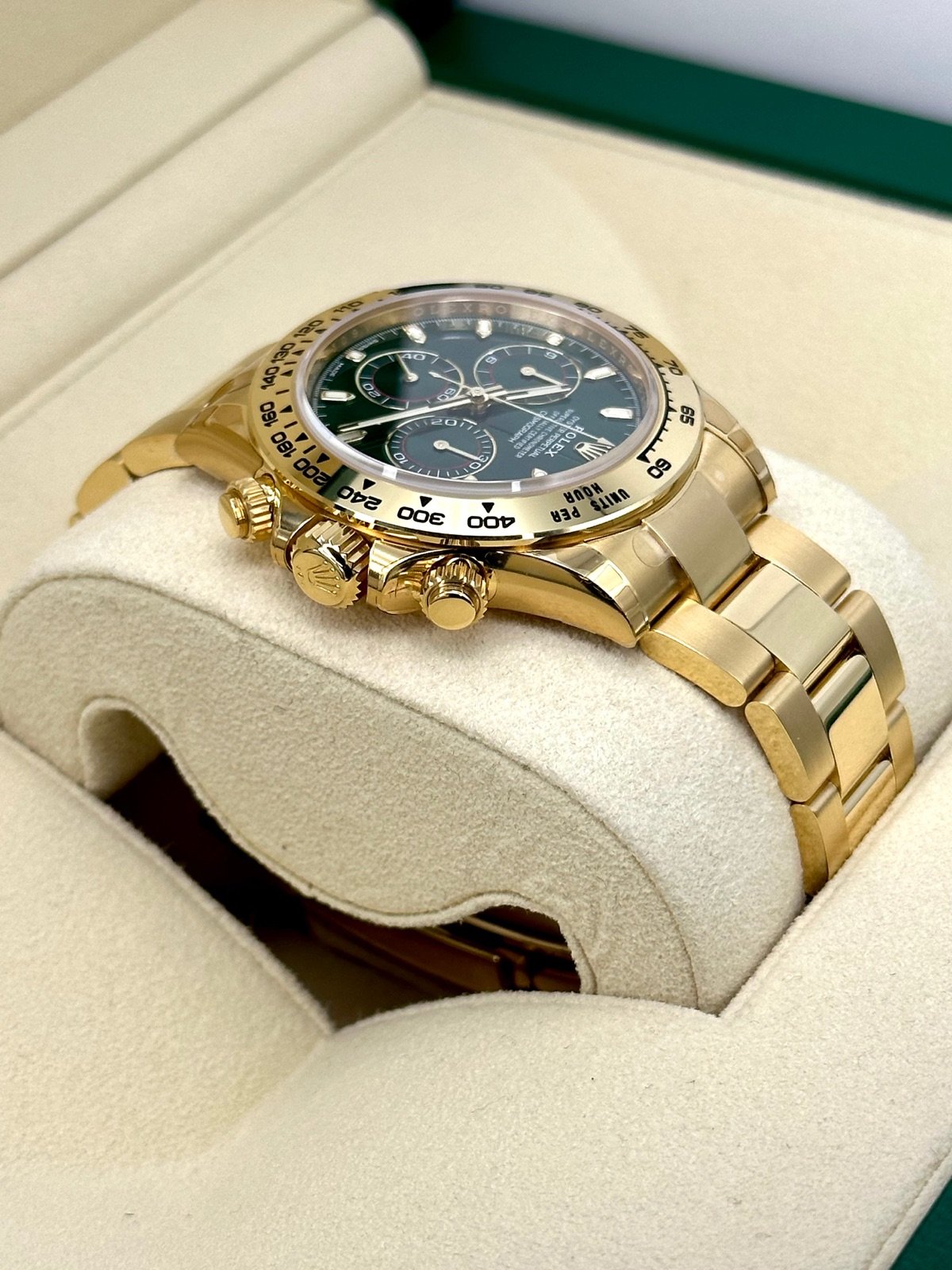 2021 Rolex Daytona “John Mayer” 40mm 116508 Yellow Gold Green Dial (Unworn) - Image 8