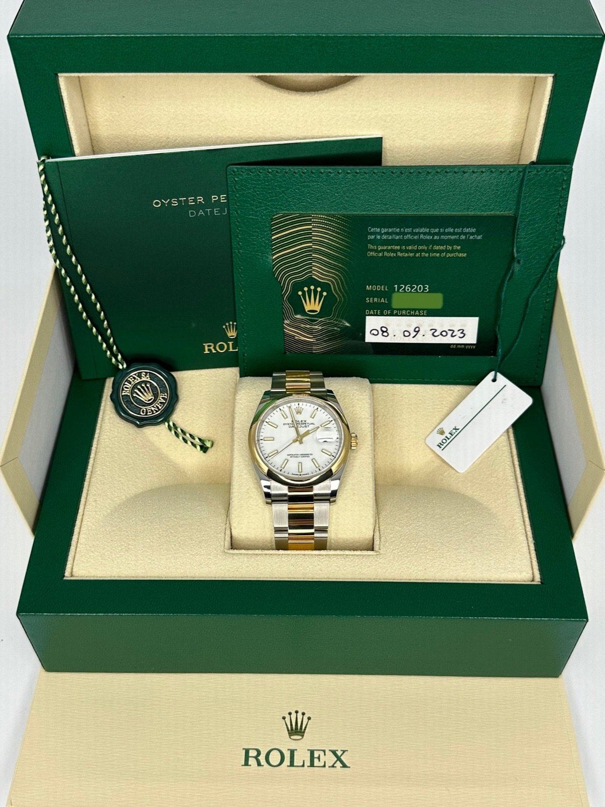 2023 Rolex Datejust 36mm 126203 Two-Tone Oyster White Stick Dial (Unworn) - Image 11