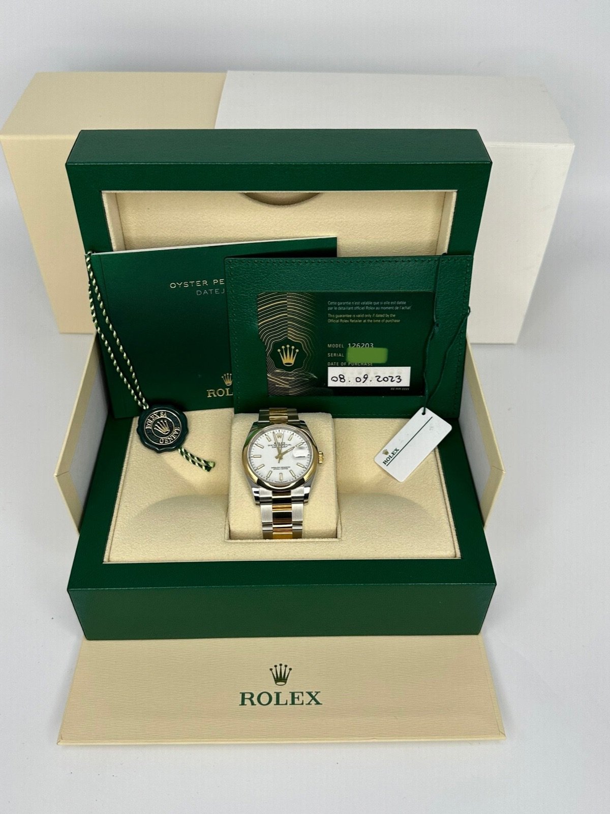 2023 Rolex Datejust 36mm 126203 Two-Tone Oyster White Stick Dial (Unworn) - Image 12