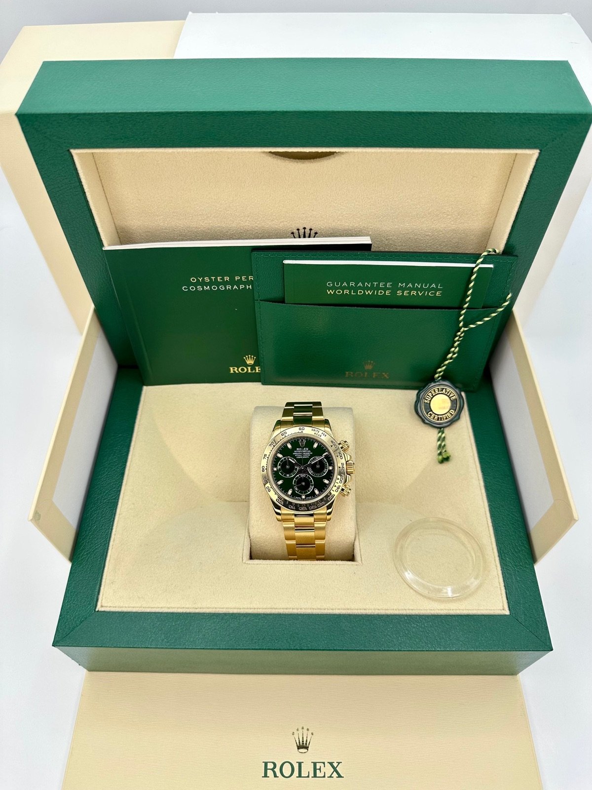 Rolex Daytona “John Mayer” 40mm 116508 Yellow Gold Green Dial - Image 11