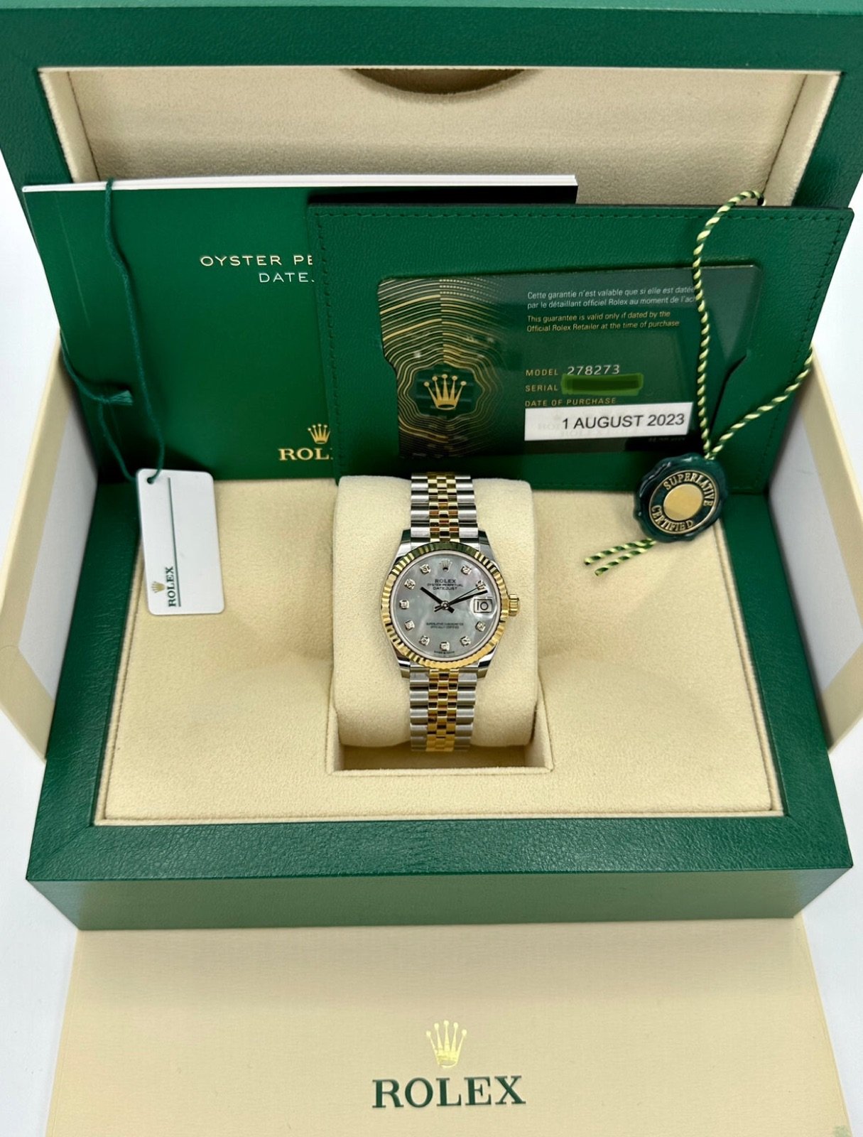 2023 Rolex Datejust 31mm 278273 Two-Tone Jubilee MOP Diamond Dial (Unworn) - Image 11