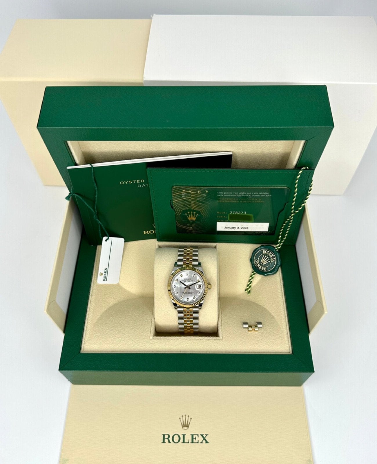 2023 Roles Datejust 31mm Two-Tone Jubilee Mother of Pearl Diamond Dial - Image 12