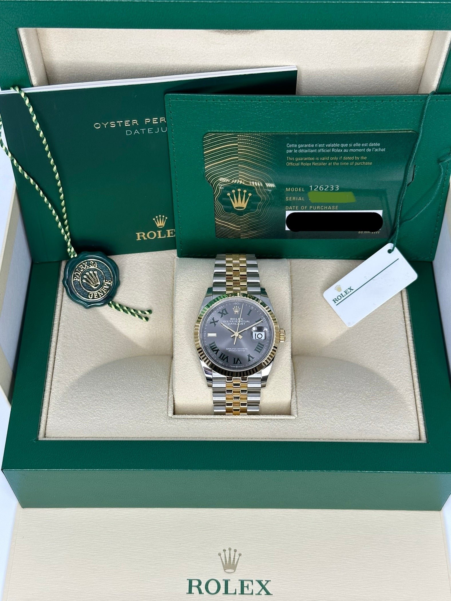 2024 Rolex Datejust 36mm 126233 Two-Tone Jubilee Wimbledon Dial (Unworn) - Image 7