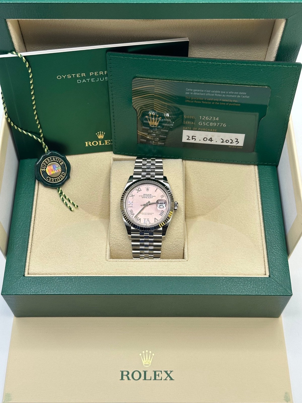 2023 Rolex Datejust 36mm 126234 Jubilee Pink Dial Diamond VI & IX - Image 11