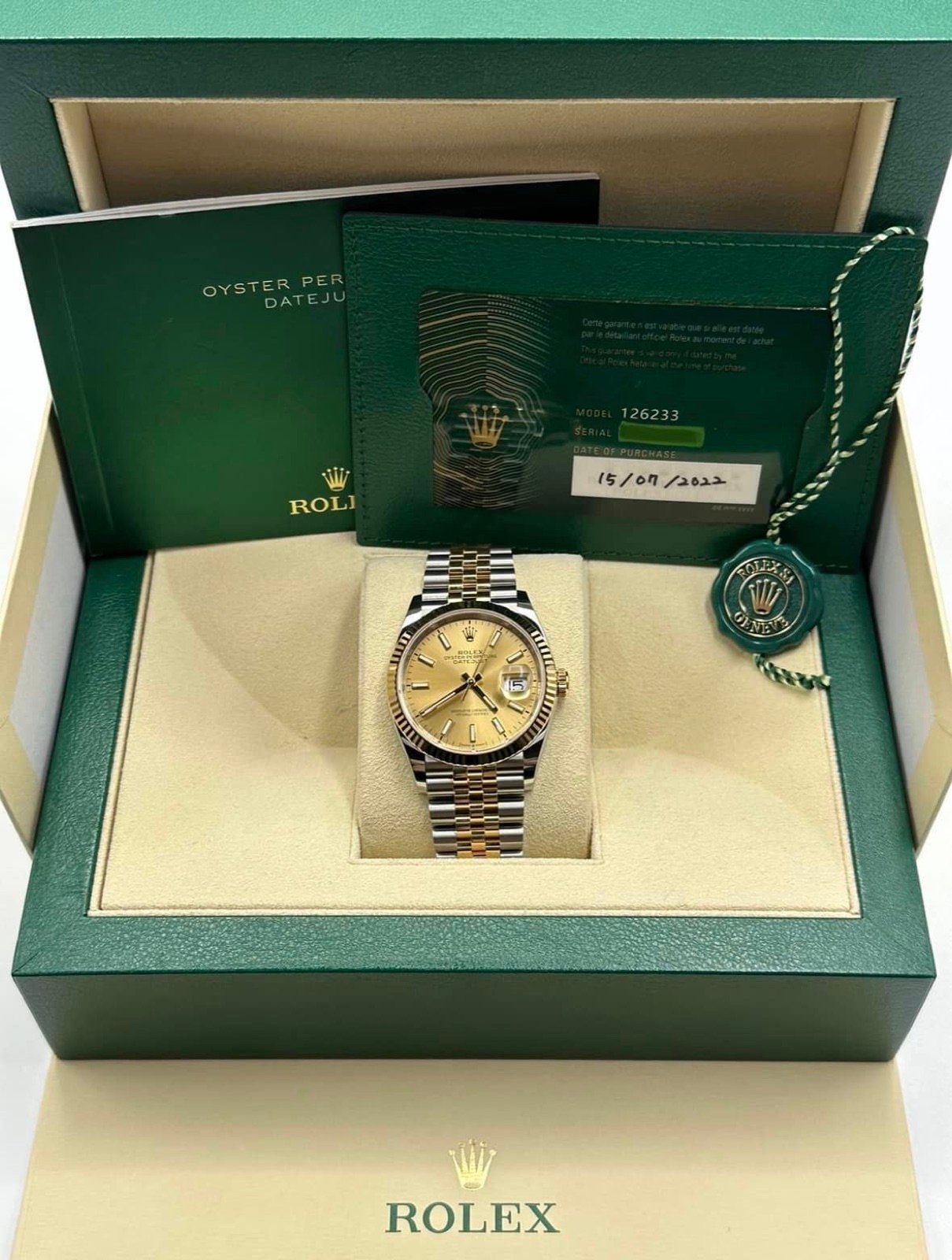 2022 Rolex Datejust 36mm 126233 Two-Tone Jubilee Champaign Stick Dial - Image 11