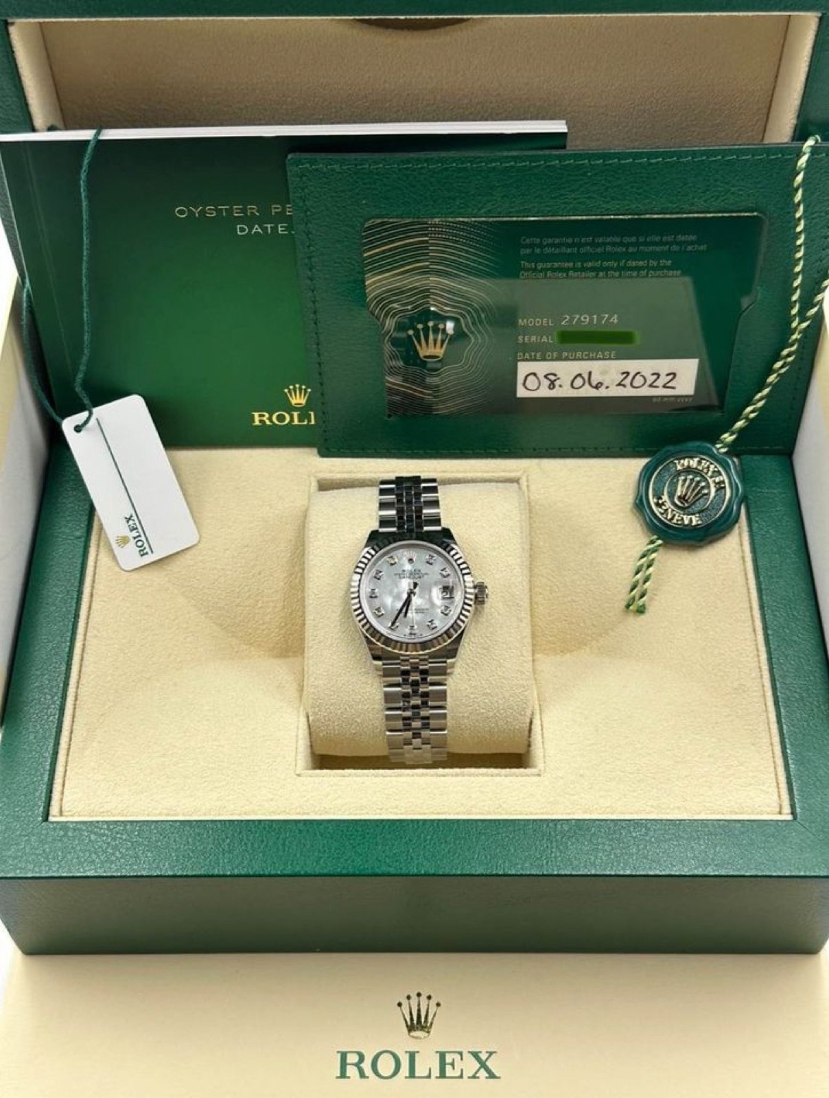 2022 Rolex Ladies Datejust 28mm 279174 Diamond Mother of Pearl Dial (Unworn) - Image 9
