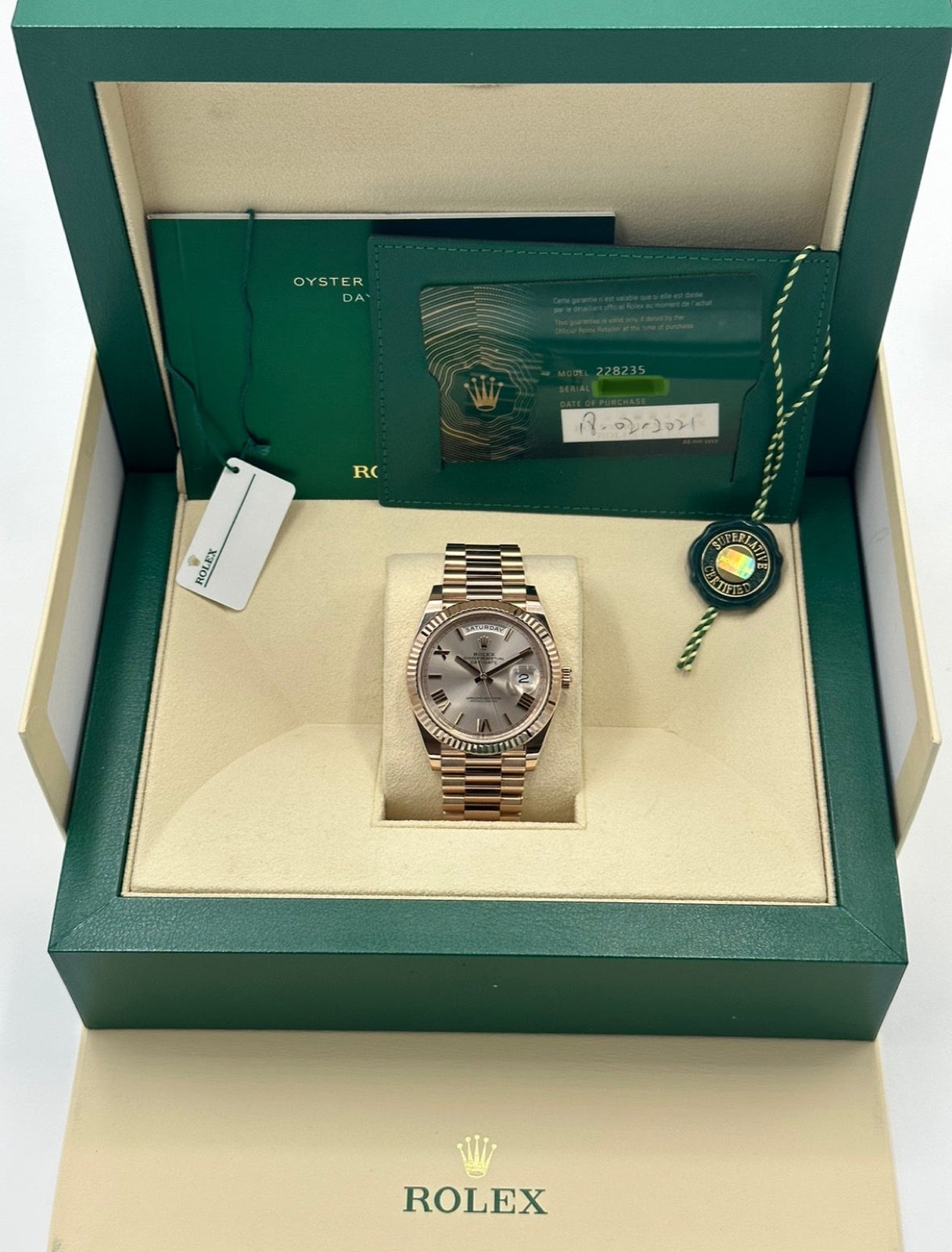 2021 Rolex Day-Date 40mm 228235 Presidential Rose Gold Sundust Dial - Image 11